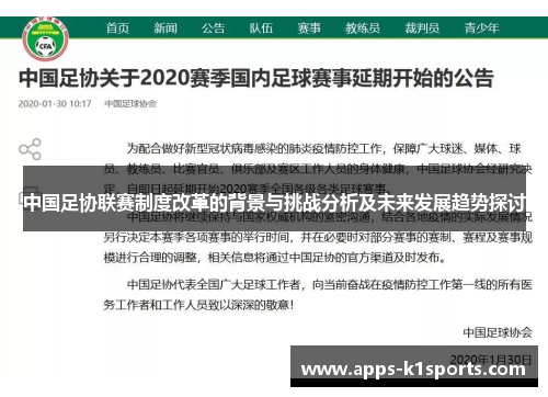 中国足协联赛制度改革的背景与挑战分析及未来发展趋势探讨